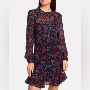 VERONICA BEARD Robin floral ruffle crepe mini dress 0 NWT